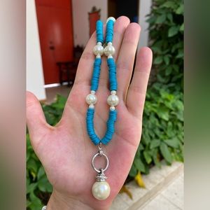 New Handmade heishi beads necklace with mother of pearl pendant